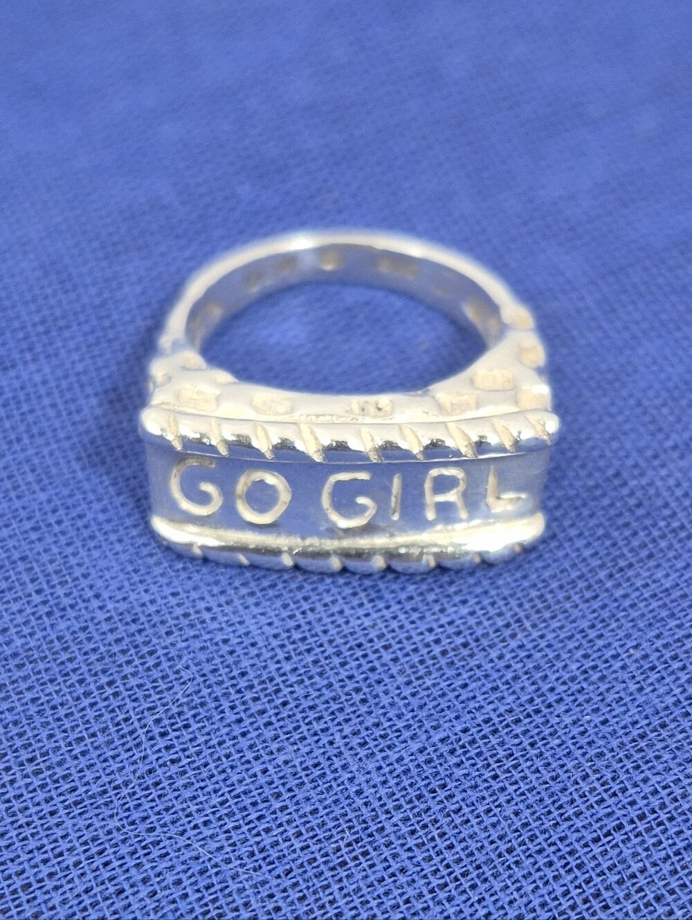 Dian Malouf .925 Sterling Silver 'Go Girl' Ring Size 6